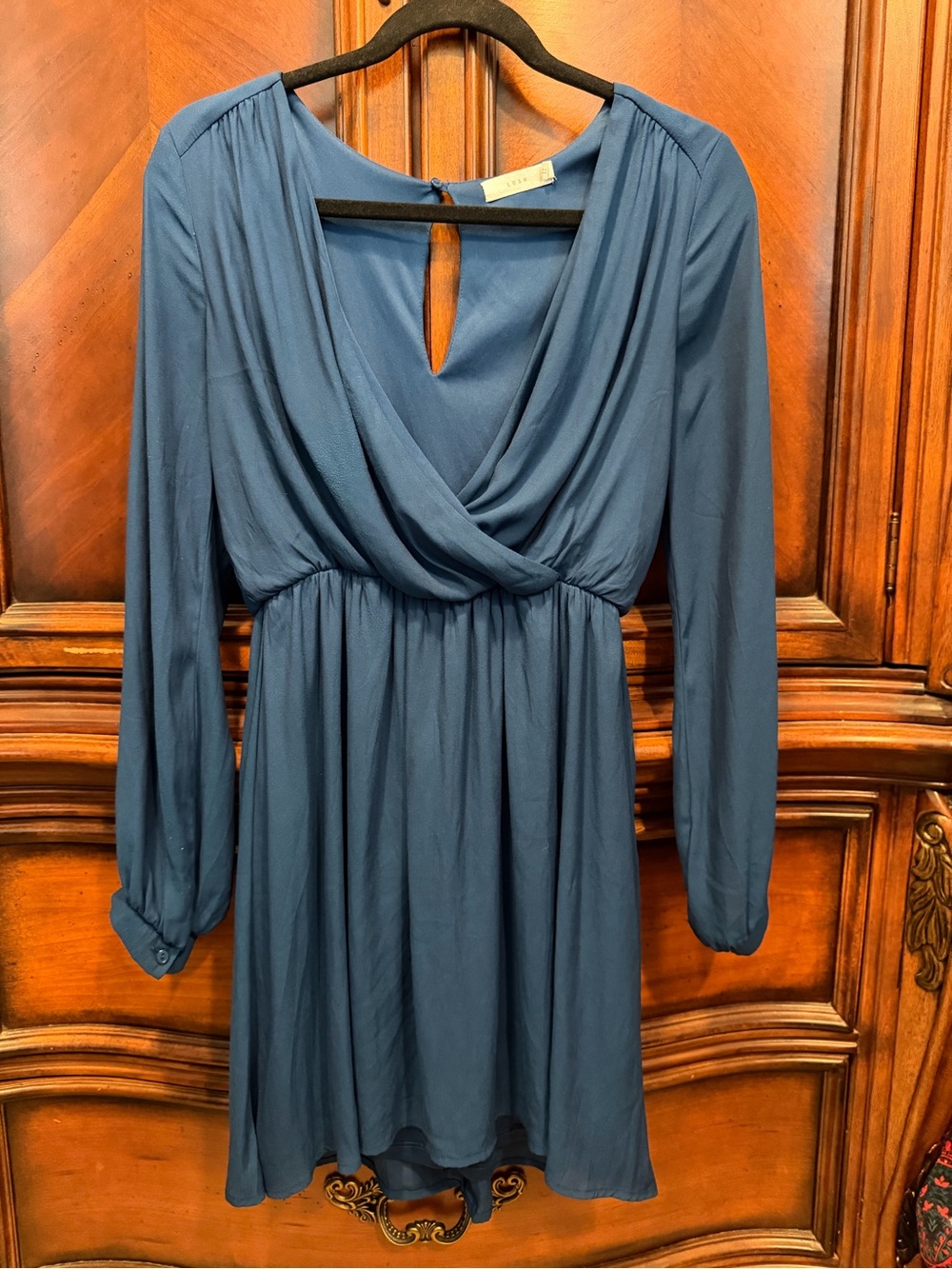 Lush Teal-Blue Long Sleeve Surplice Dress size small